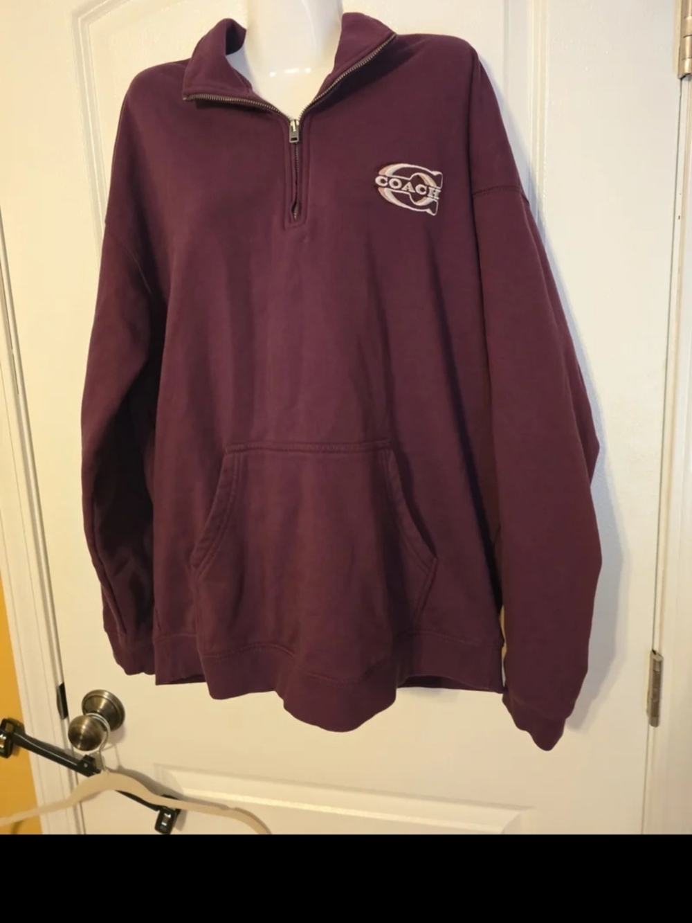 Coach Men’s/Womens Half-Zip Pullover Sweatshirt in Plum RETAIL $400